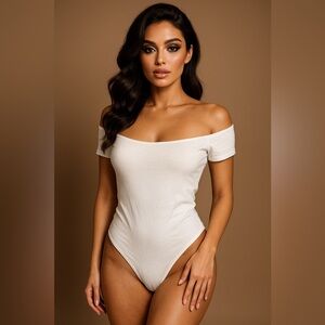 superdown White Off-Shoulder Bodysuit